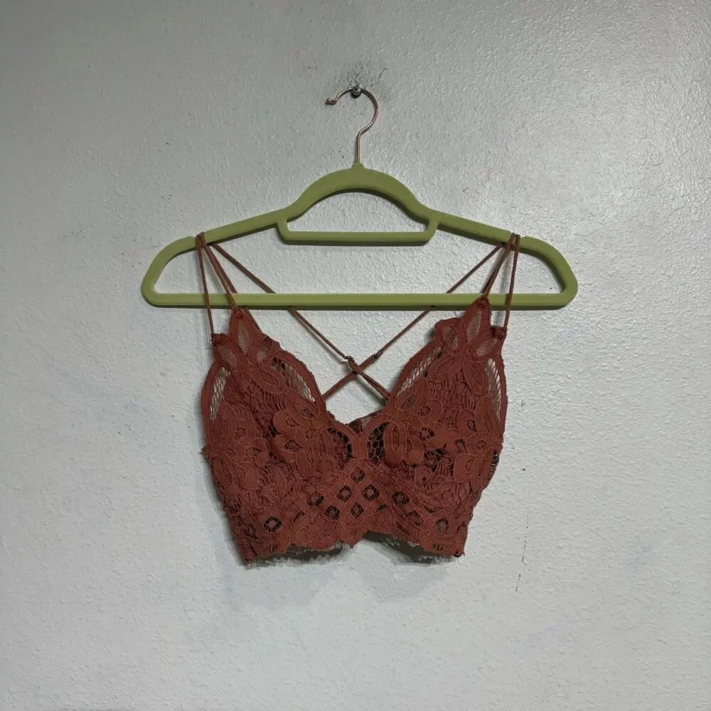 Free People One Copper Adella Crochet Lace Bralette Sz S